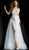 Jovani - 60010 Beaded Deep V-neck Jumpsuit With Tulle Overskirt in White and Neutral