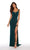 Alyce Paris - 60011 Sleek Deep V-neck Jersey Sheath Dress in Green