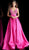 Jovani - 60016 Embellished Deep V-neck Ballgown With Sweep Train in Pink