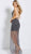 Jovani - 60021 Beaded Plunging V-Illusion Sheath Gown in Gray