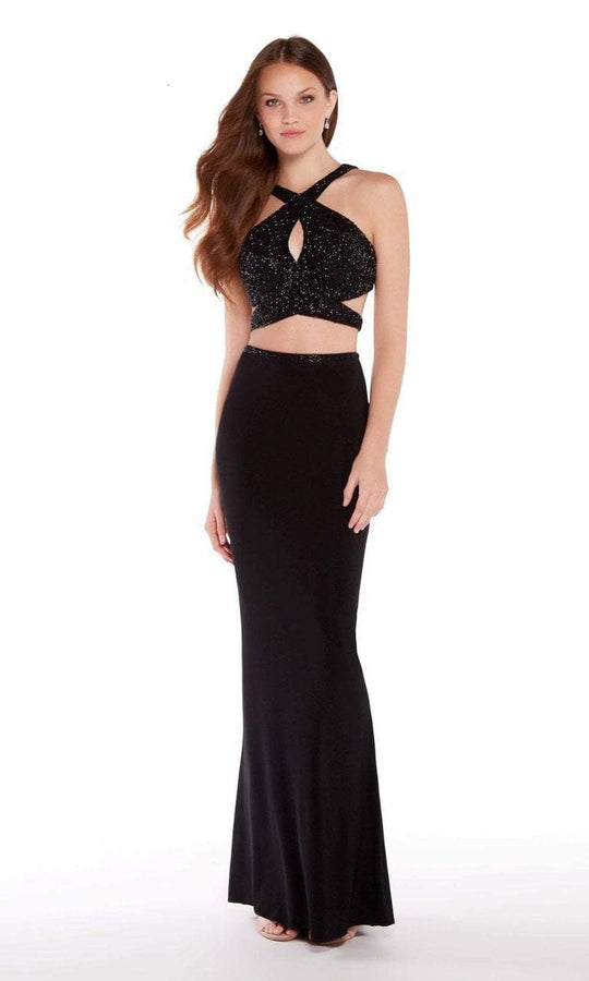 Alyce Paris - 60022 Two-Piece Surplice Bodice Cutout Gown In Black