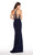 Alyce Paris - 60023 High Halter Floral Beaded Strappy Sheath Gown In Blue