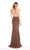 Alyce Paris - 60024 Floral Beaded Illusion High Halter Mermaid Gown In Brown and Gray