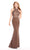 Alyce Paris - 60024 Floral Beaded Illusion High Halter Mermaid Gown In Brown and Gray