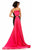 Johnathan Kayne - 6003 Contrasting Bow Draped Evening Gown in Black and Pink
