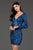 SCALA - 60036 Fully Sequin V Neck Long Sleeve Fitted Cocktail Dress In Blue