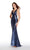 Alyce Paris Long Sequined Plunging V-Neck Sheath Gown 60036 - 1 pc Claret In Size 4 Available In Blue