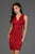 SCALA - 60040 Sequined Scalloped V-neck Sheath Dress In Red