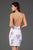 SCALA - 60041 Multicolored Sequined Deep Halter V-neck Sheath Dress In White and Multi-Color