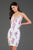 SCALA - 60041 Multicolored Sequined Deep Halter V-neck Sheath Dress In White and Multi-Color