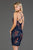 SCALA - 60041 Multicolored Sequined Deep Halter V-neck Sheath Dress In Blue and Multi-Color