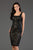 SCALA - 60046 Sequined Scalloped Square Cocktail Dress In Black and Nude