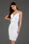 SCALA - 60047 Bedazzled Plunging V-neck Sheath Dress In White