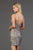 SCALA - 60048 Sequined Plunging V-Neck Cocktail Dress In Gray and Silver