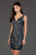 SCALA - 60048 Sequined Plunging V-Neck Cocktail Dress In Blue