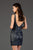 SCALA - 60048 Sequined Plunging V-Neck Cocktail Dress In Blue
