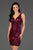 SCALA - 60048 Sequined Plunging V-Neck Cocktail Dress In Purple