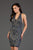 SCALA - 60050 Embellished Deep Halter V-neck Sheath Dress In Blue and Nude