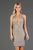 SCALA - 60050 Embellished Deep Halter V-neck Sheath Dress In Silver