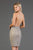 SCALA - 60050 Embellished Deep Halter V-neck Sheath Dress In Silver
