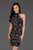 SCALA - 60054 Multicolored Sequined High Halter Sheath Dress In Black