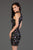 SCALA - 60054 Multicolored Sequined High Halter Sheath Dress In Black