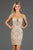 SCALA - 60055 Bedazzled V-neck Sheath Cocktail Dress In Nude