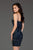 SCALA - 60055 Bedazzled V-neck Sheath Cocktail Dress In Blue