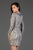 SCALA - 60056 Sequined Long Sleeve V-neck Sheath Dress In Gray and Silver