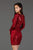 SCALA - 60056 Sequined Long Sleeve V-neck Sheath Dress In Red