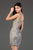 SCALA - 60057 Sequined Plunging V-neck Sheath Dress In Gray and Silver