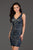 SCALA - 60057 Sequined Plunging V-neck Sheath Dress In Blue