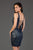 SCALA - 60057 Sequined Plunging V-neck Sheath Dress In Blue