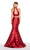 Alyce Paris - 60057 Two Piece Halter Lace and Mikado Mermaid Gown in Red