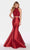 Alyce Paris - 60057 Two Piece Halter Lace and Mikado Mermaid Gown in Red