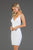 SCALA - 60060 Allover Sequin Sexy V Neckline Fitted Cocktail Dress In White