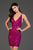 SCALA - 60060 Allover Sequin Sexy V Neckline Fitted Cocktail Dress In Pink