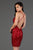 SCALA - 60060 Allover Sequin Sexy V Neckline Fitted Cocktail Dress In Red