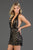 SCALA - 60061 Beaded Deep Halter V-neck Romper In Black and Nude