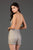 SCALA - 60061 Beaded Deep Halter V-neck Romper In Gray and Silver