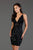 SCALA - 60062 Sequined Plunging V-neck Fitted Dress In Black