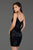SCALA - 60062 Sequined Plunging V-neck Fitted Dress In Black
