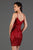 SCALA - 60062 Sequined Plunging V-neck Fitted Dress In Red
