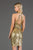SCALA - 60065 Sequined High Halter Sheath Cocktail Dress In Gold