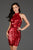 SCALA - 60065 Sequined High Halter Sheath Cocktail Dress In Red