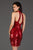 SCALA - 60065 Sequined High Halter Sheath Cocktail Dress In Red
