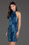 SCALA - 60065 Sequined High Halter Sheath Cocktail Dress In Blue