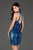SCALA - 60065 Sequined High Halter Sheath Cocktail Dress In Blue