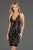 SCALA - 60066 Two Tone Sequined V-neck Sheath Dress In Black and Brown