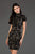 SCALA - 60067 Sequined High Neck Short Sleeve Sheath Dress In Black and Brown